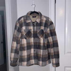 Brushed Fleece Oversized Plaid Jacket
